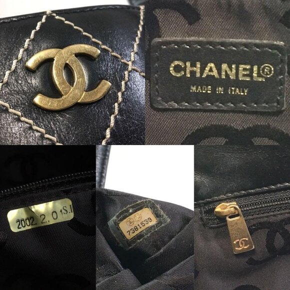 CHANEL CC Wild Stitch Vintage Quilted Shoulder Bag Tote Lambskin Black - Picture 5 of 12